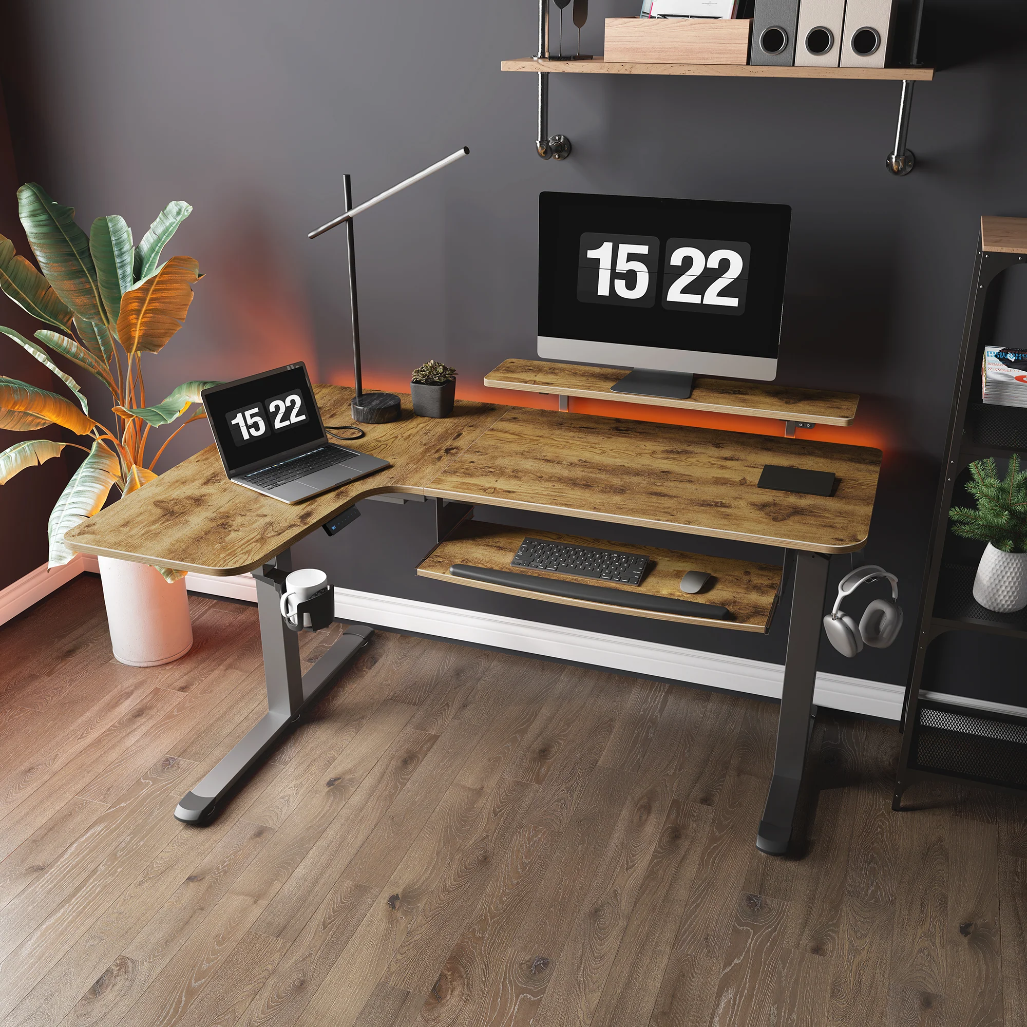 L-Shaped Standing Desk with Accessories Set (60"x23") - Image 49