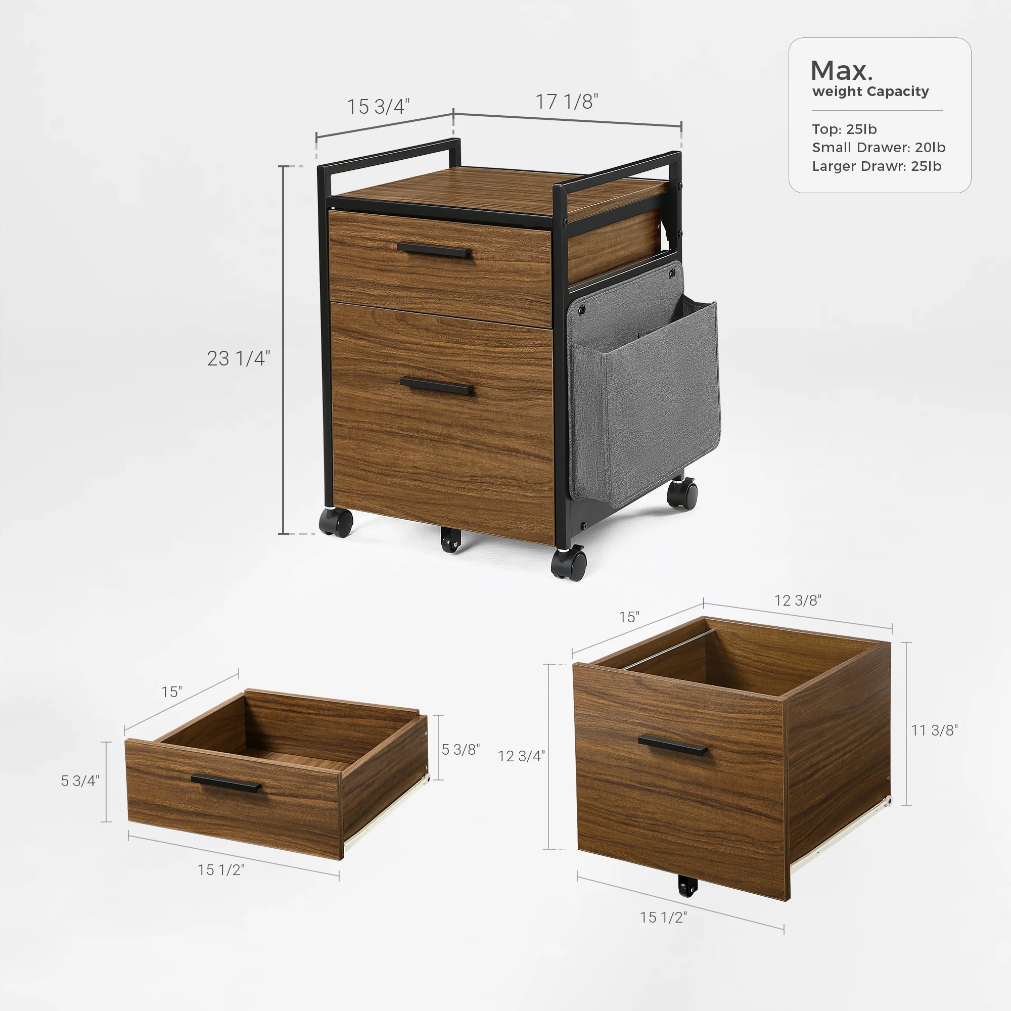 23" Rolling File Cabinet with Drawer - Image 13