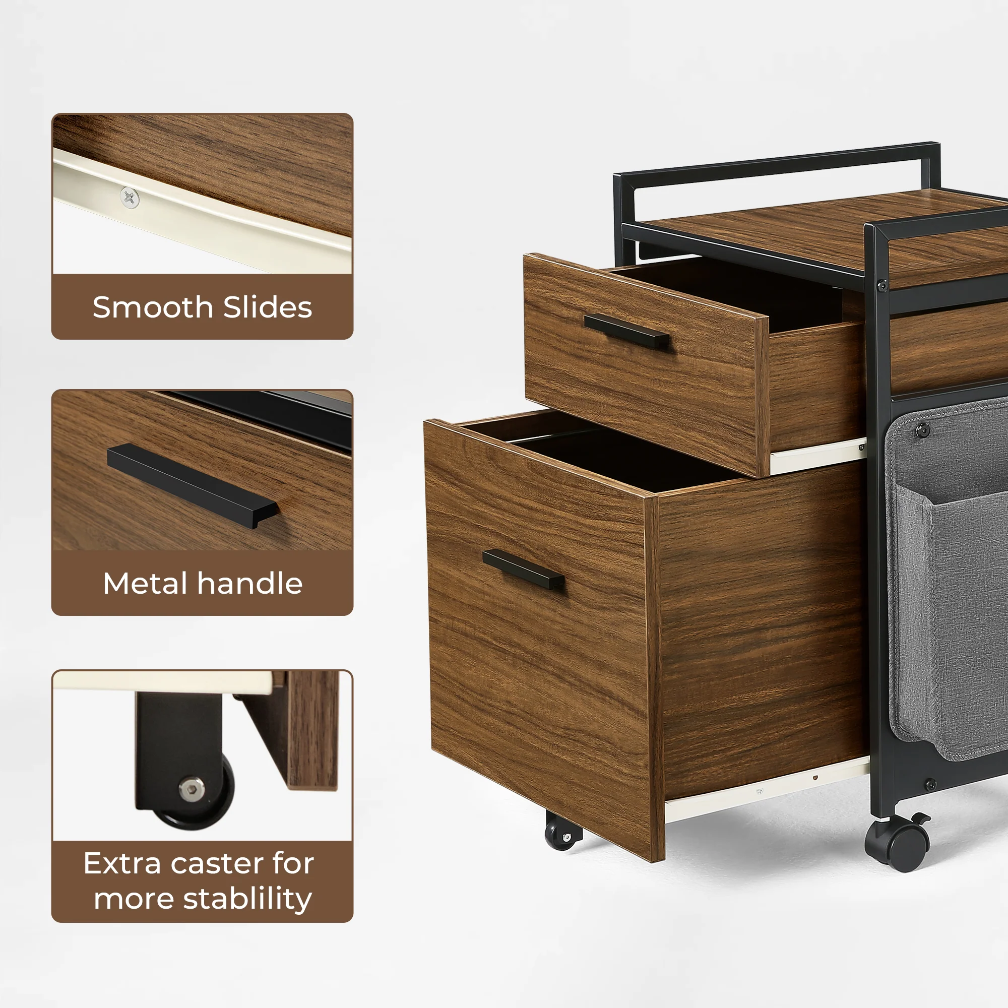 23" Rolling File Cabinet with Drawer - Image 8