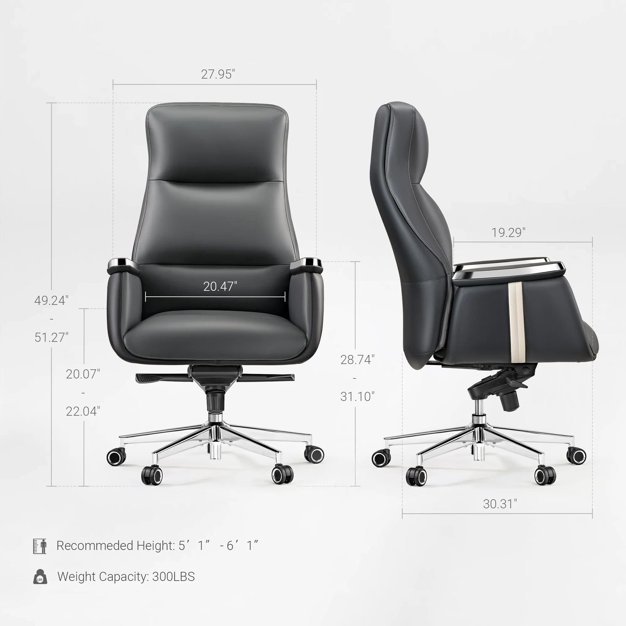 Royal II, Silicone & Leather Executive Ergonomic Office Chair - Image 28