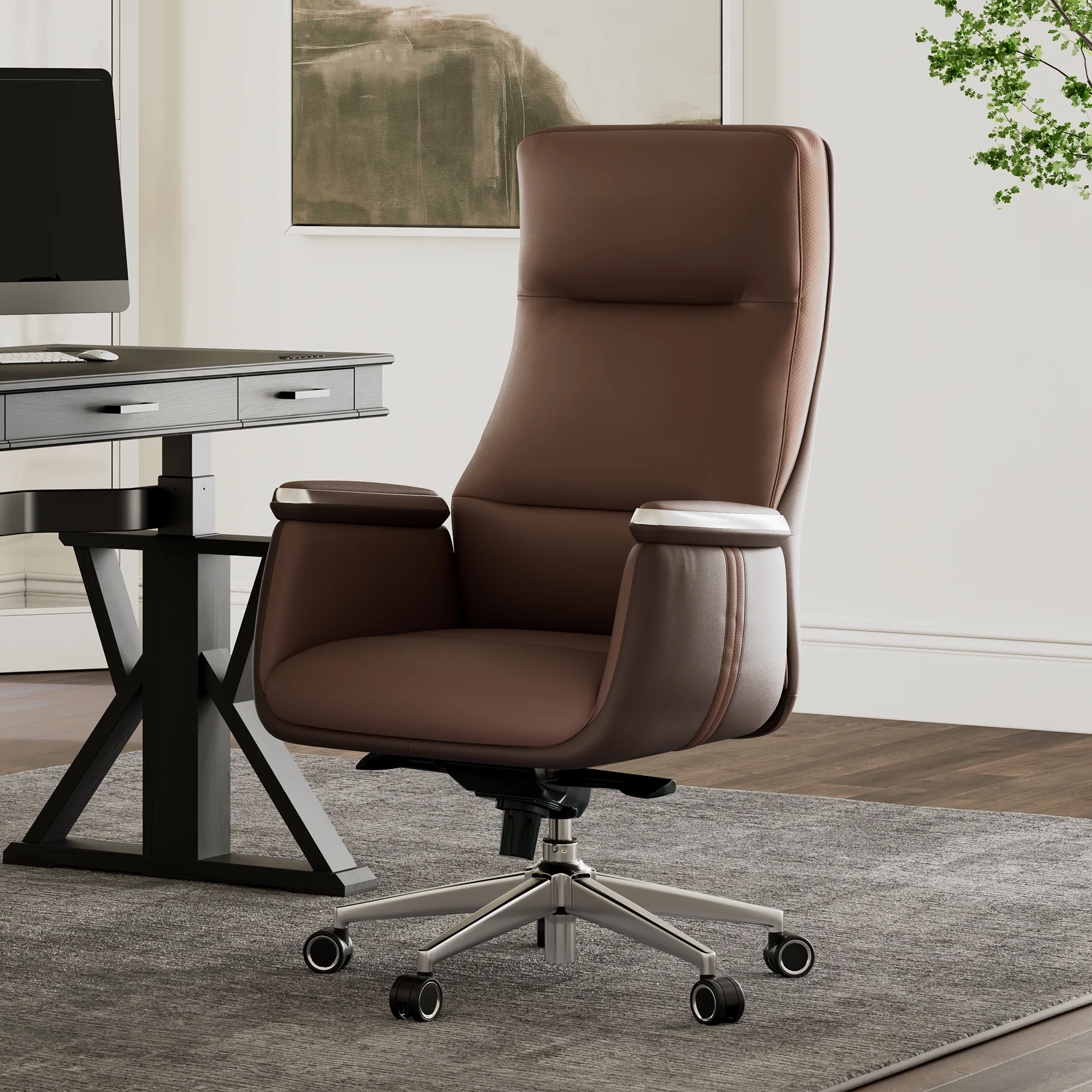 Royal II, Silicone & Leather Executive Ergonomic Office Chair - Image 34