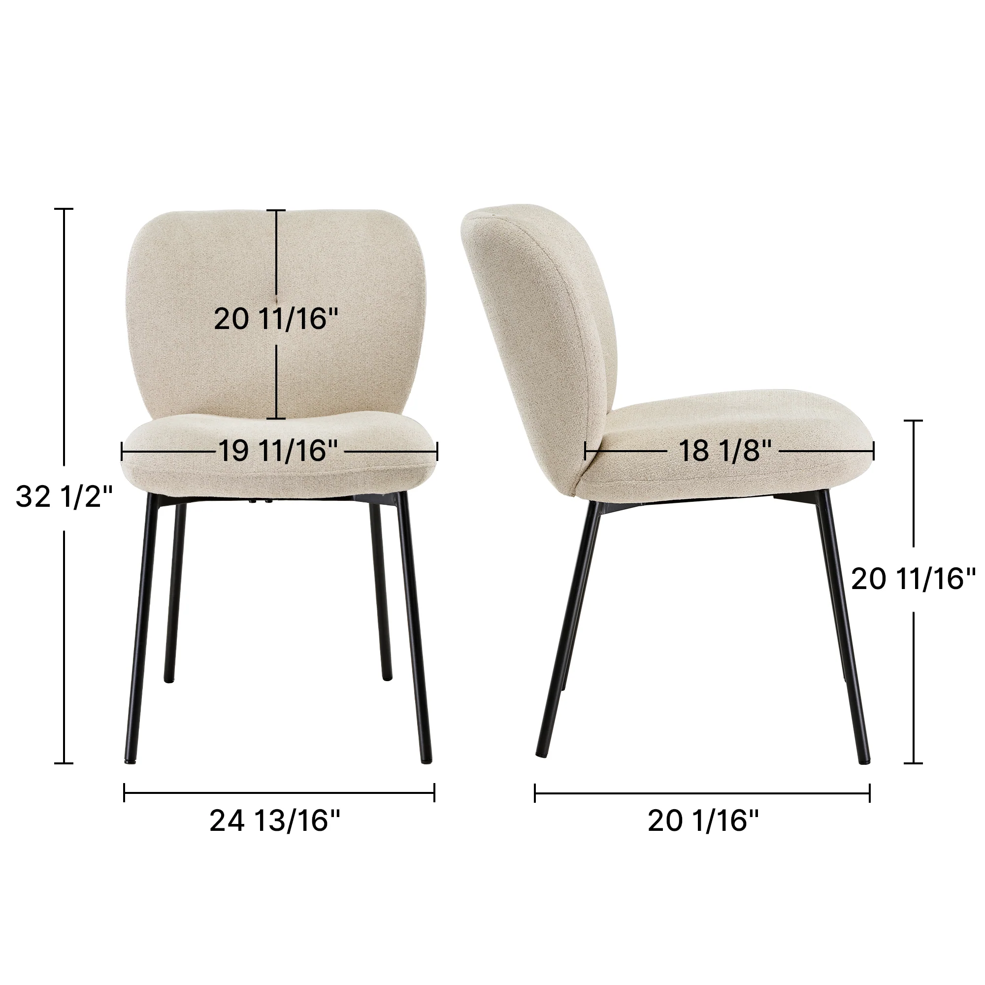 Sage, Upholstered Dining Side Chairs Set of 2, Off-White - Image 17