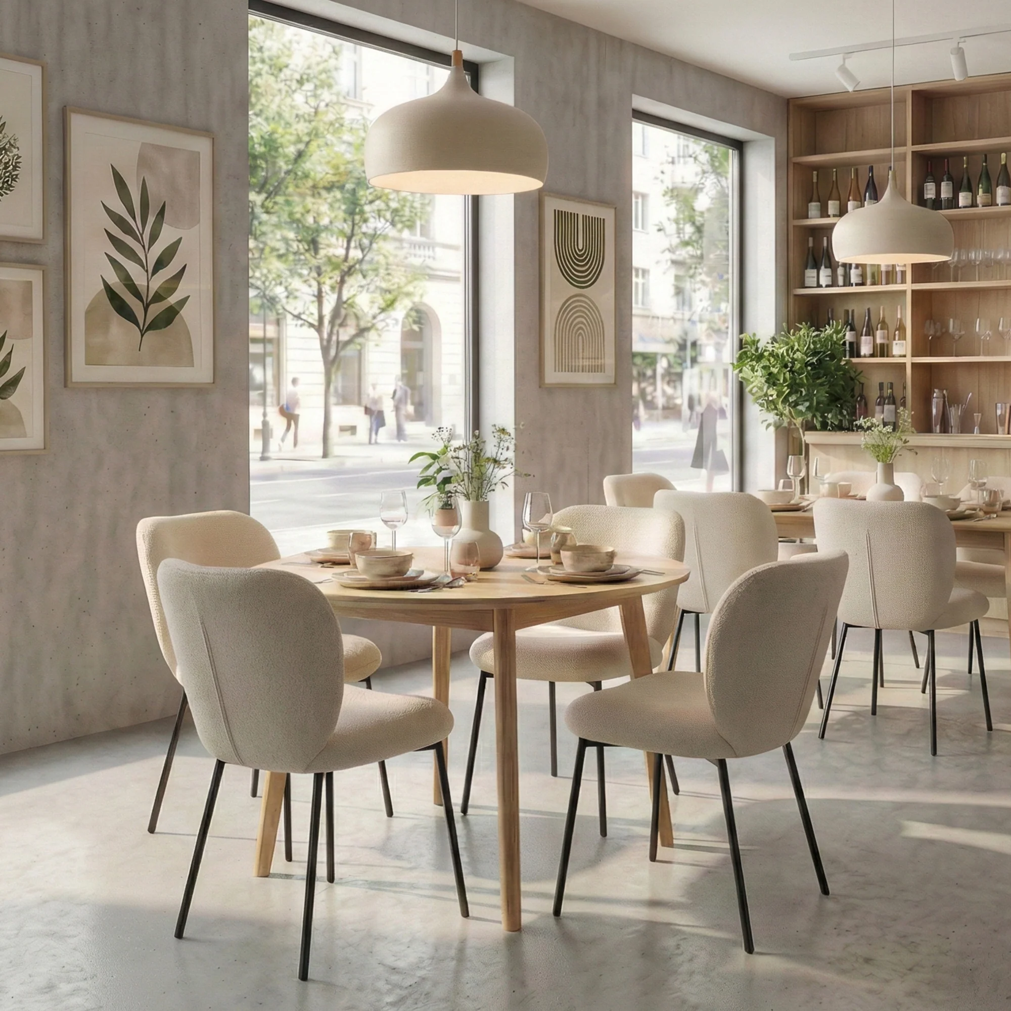 Sage, Upholstered Dining Side Chairs Set of 2, Off-White - Image 3