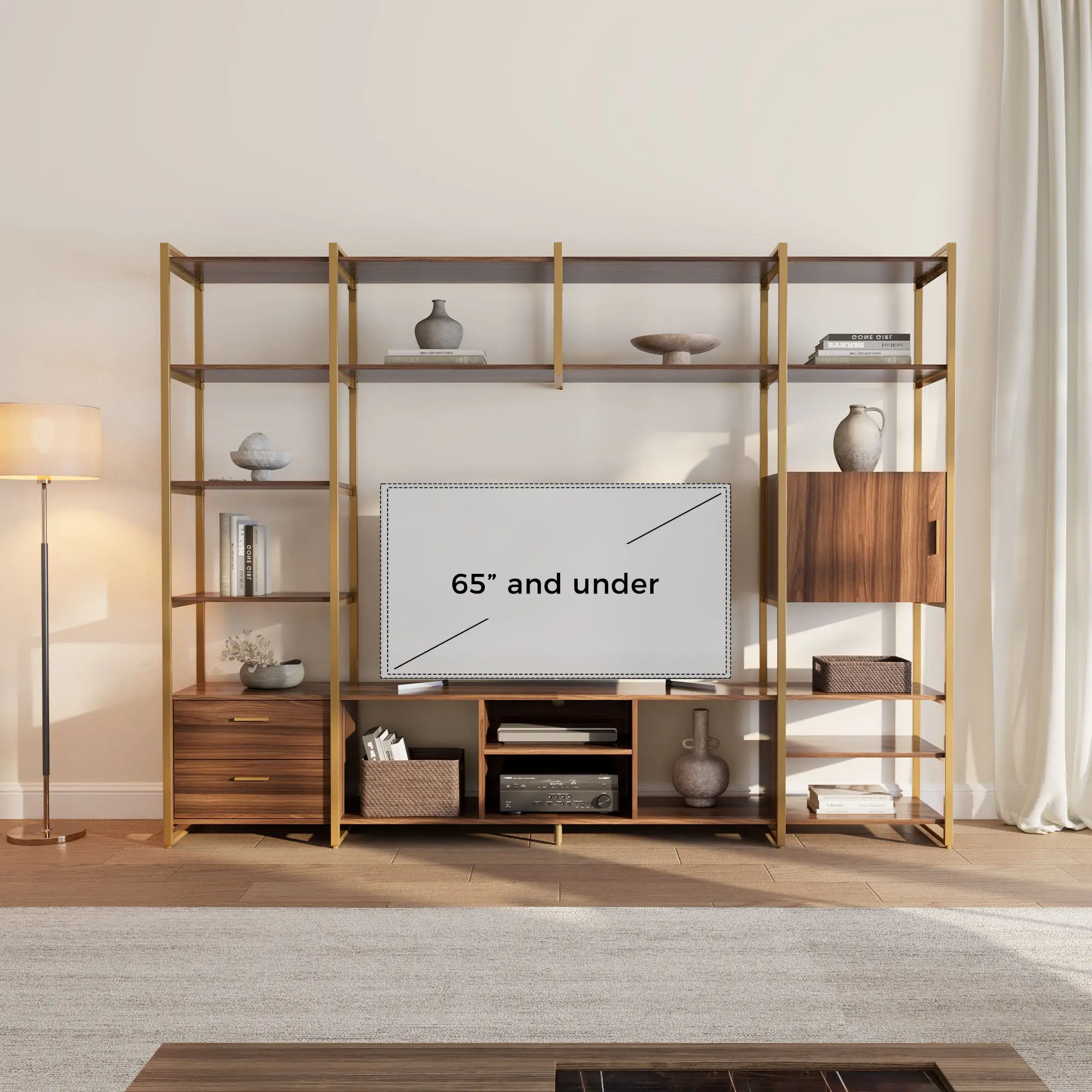 Sonoma Modern TV Stand with Storage Cabinet & Book Shelves - Image 14