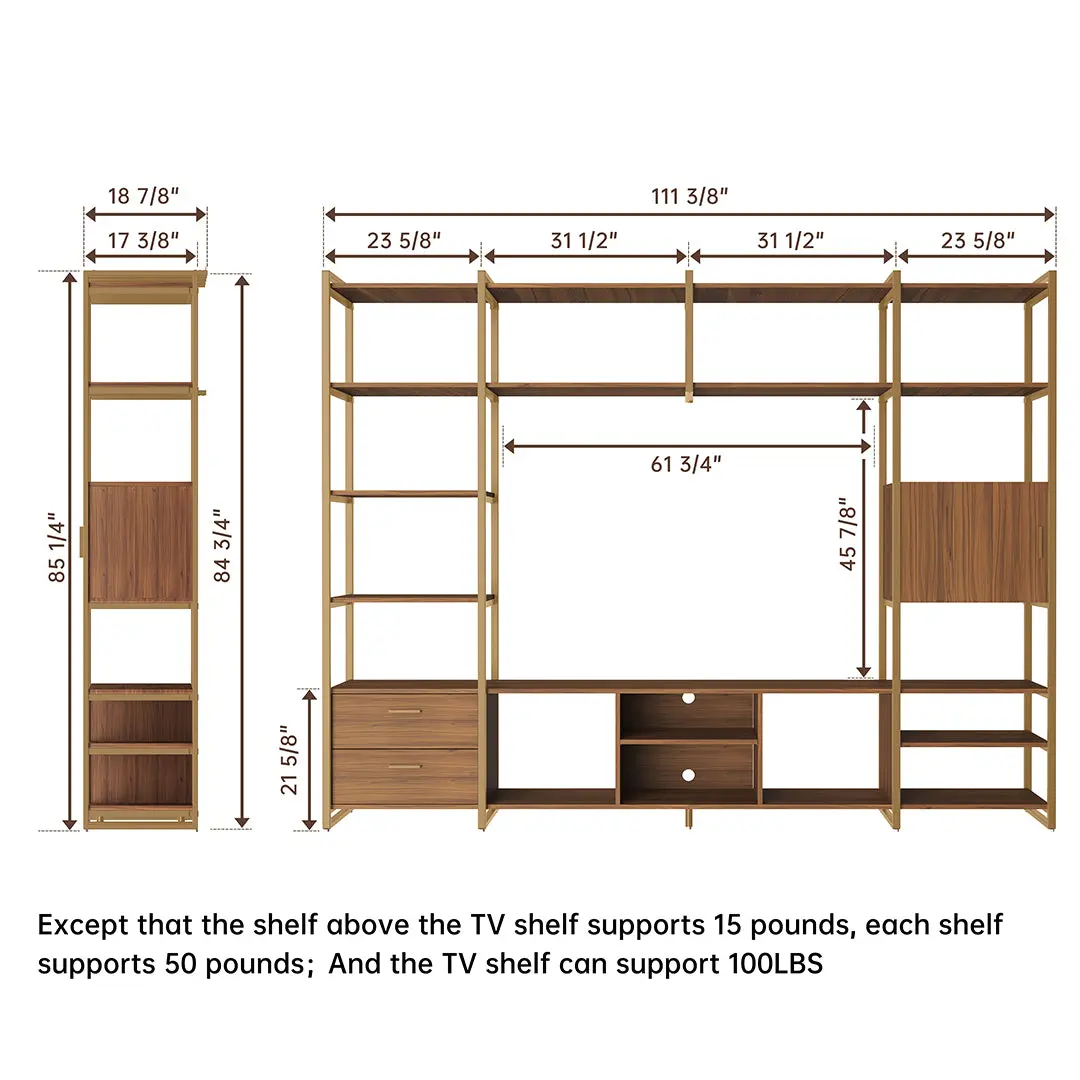 Sonoma Modern TV Stand with Storage Cabinet & Book Shelves - Image 16