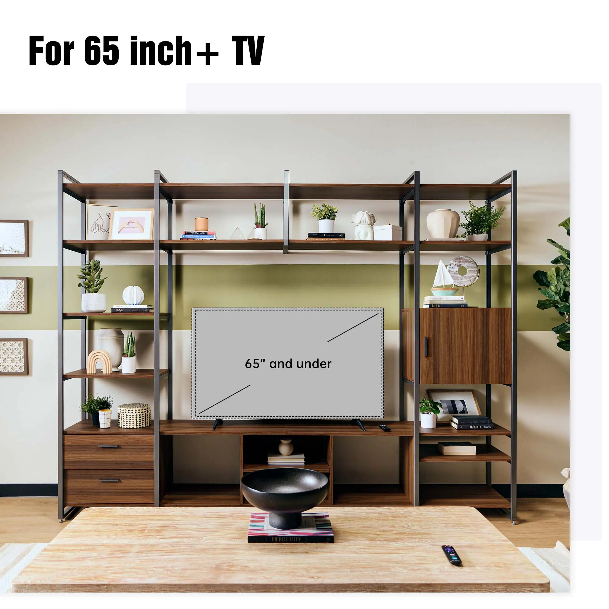 Sonoma Modern TV Stand with Storage Cabinet & Book Shelves - Image 6
