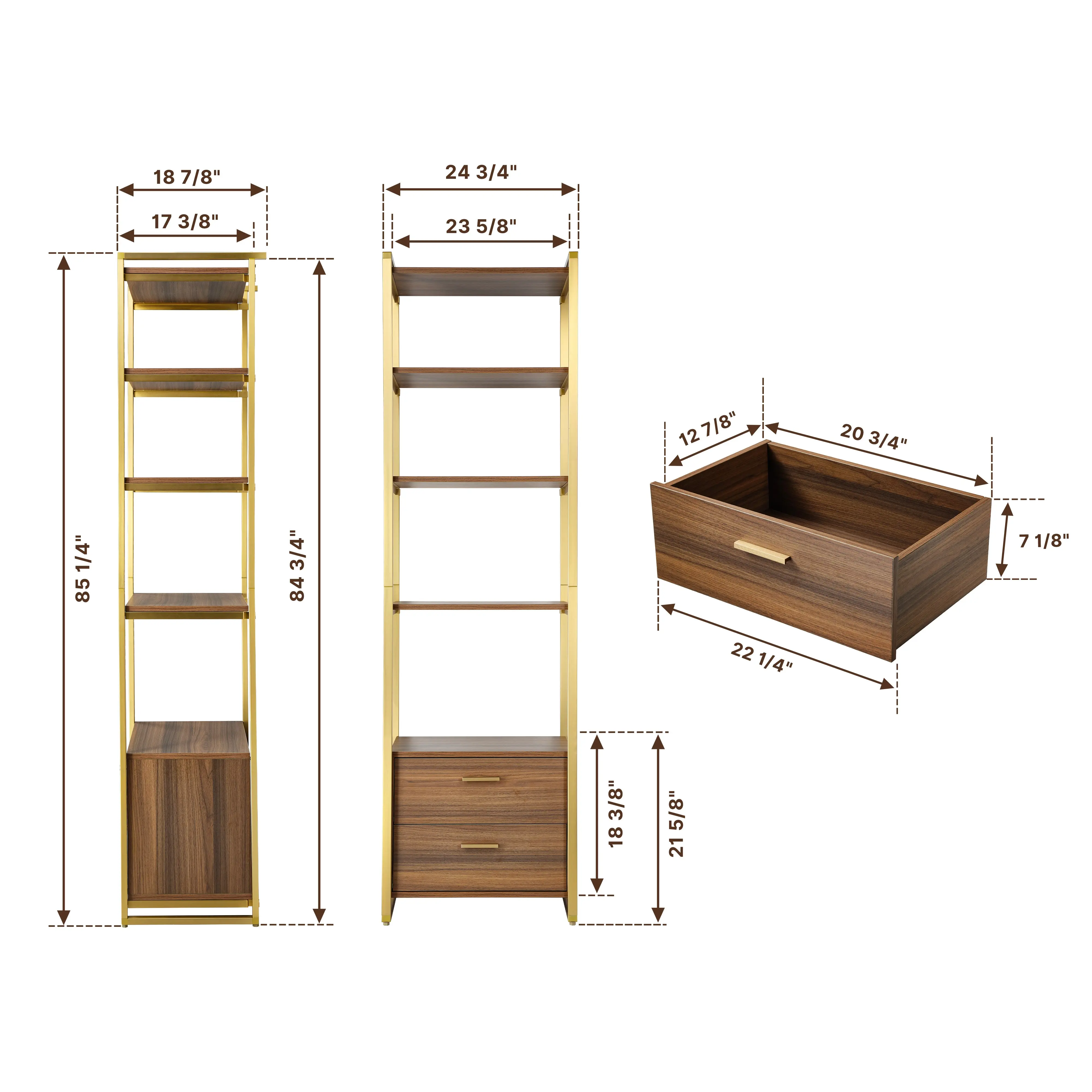 Sonoma 85.2'' Storage Shelf, 5 Tiers, 2 Drawers - Image 10