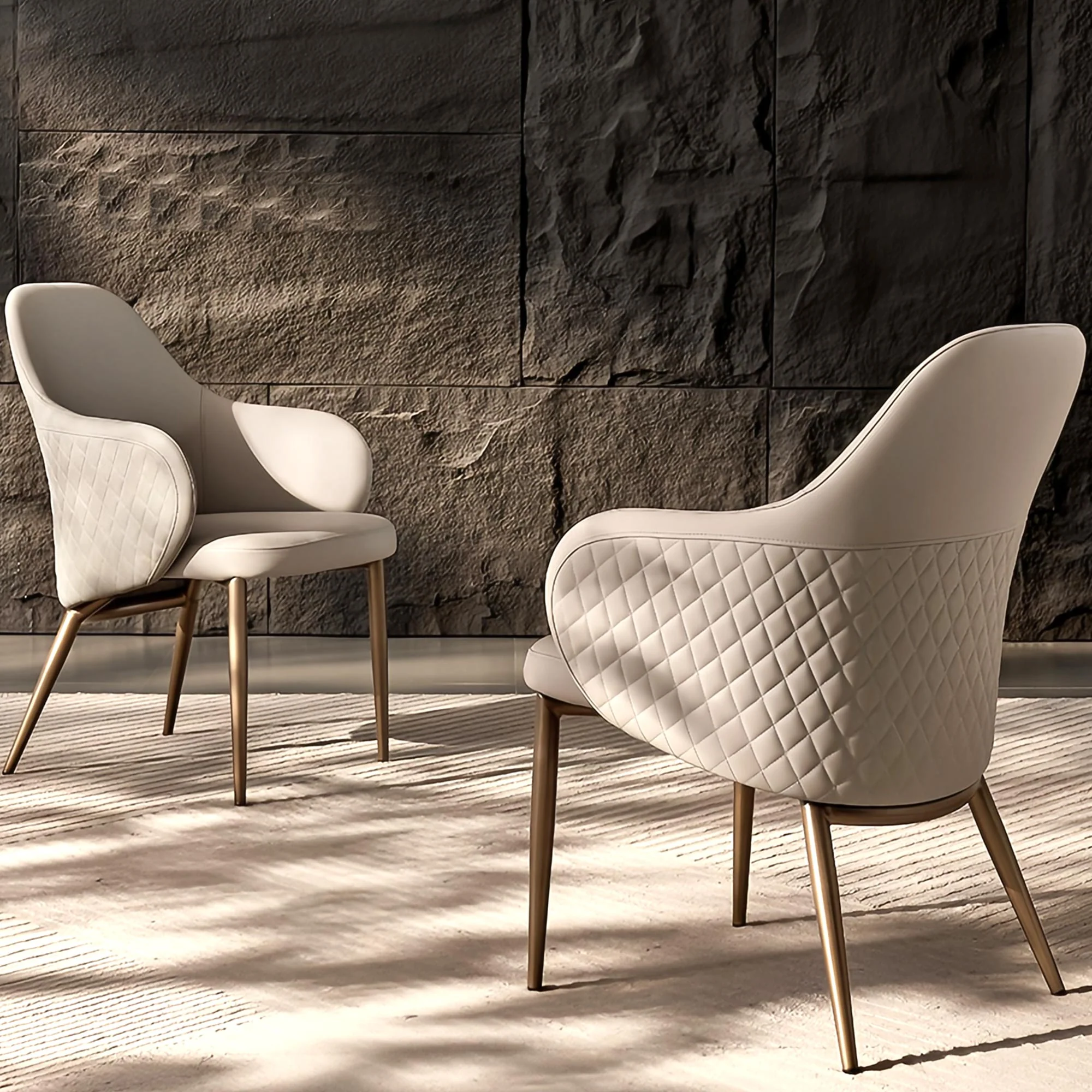 Acalay, Upholstered Dining Arm Chairs Set of 2, Beige - Image 3