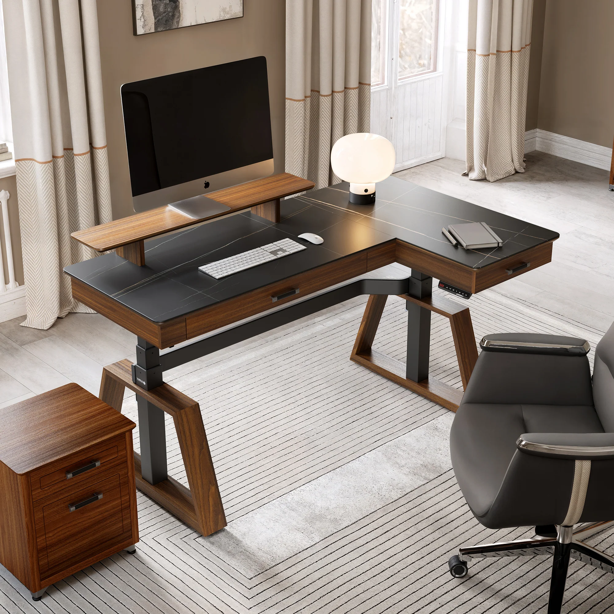 Ark Pro L-Shaped Standing Desk (Sintered Stone, 63"x23") - Image 3