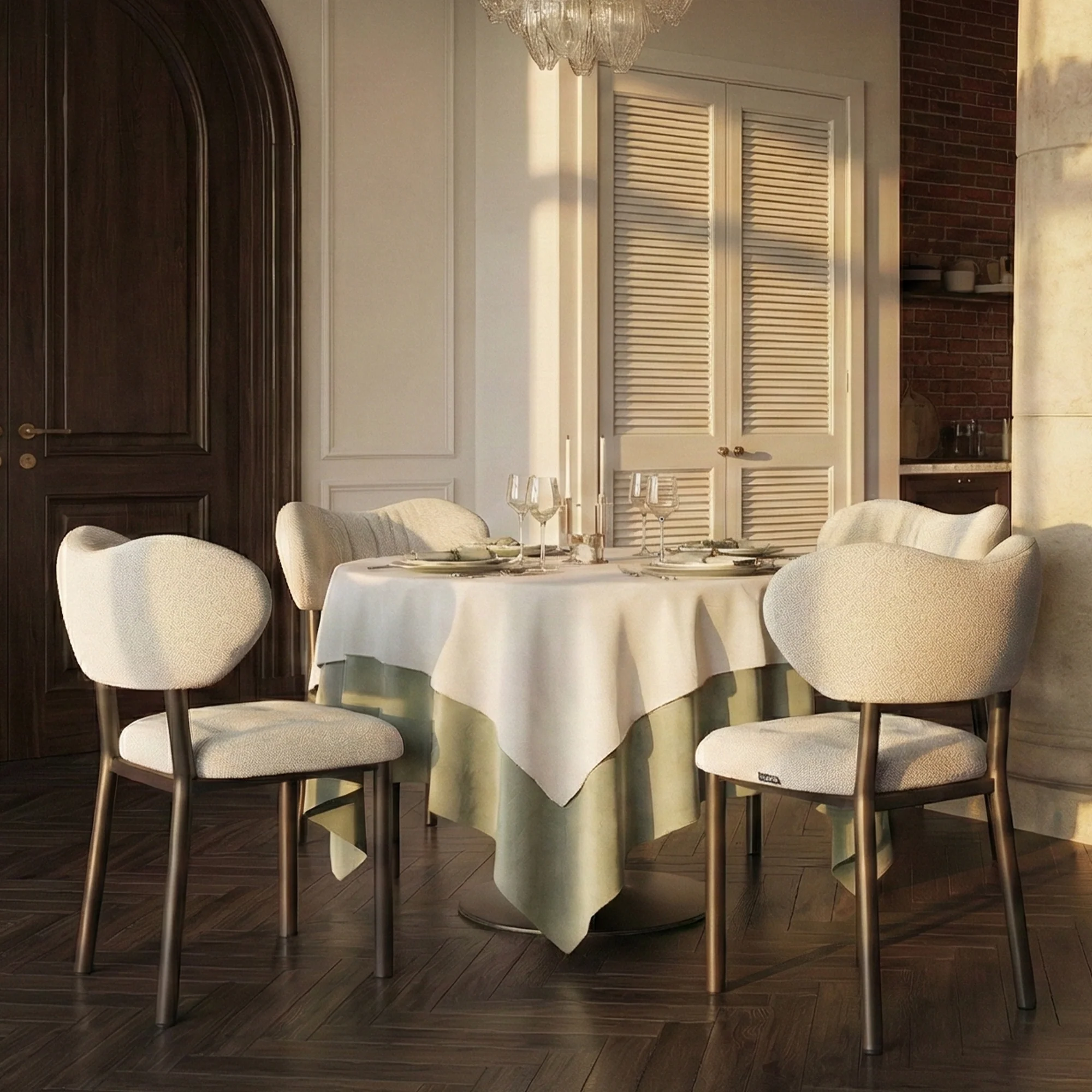 Nibbles, Upholstered Dining Side Chairs Set of 2, White - Image 3