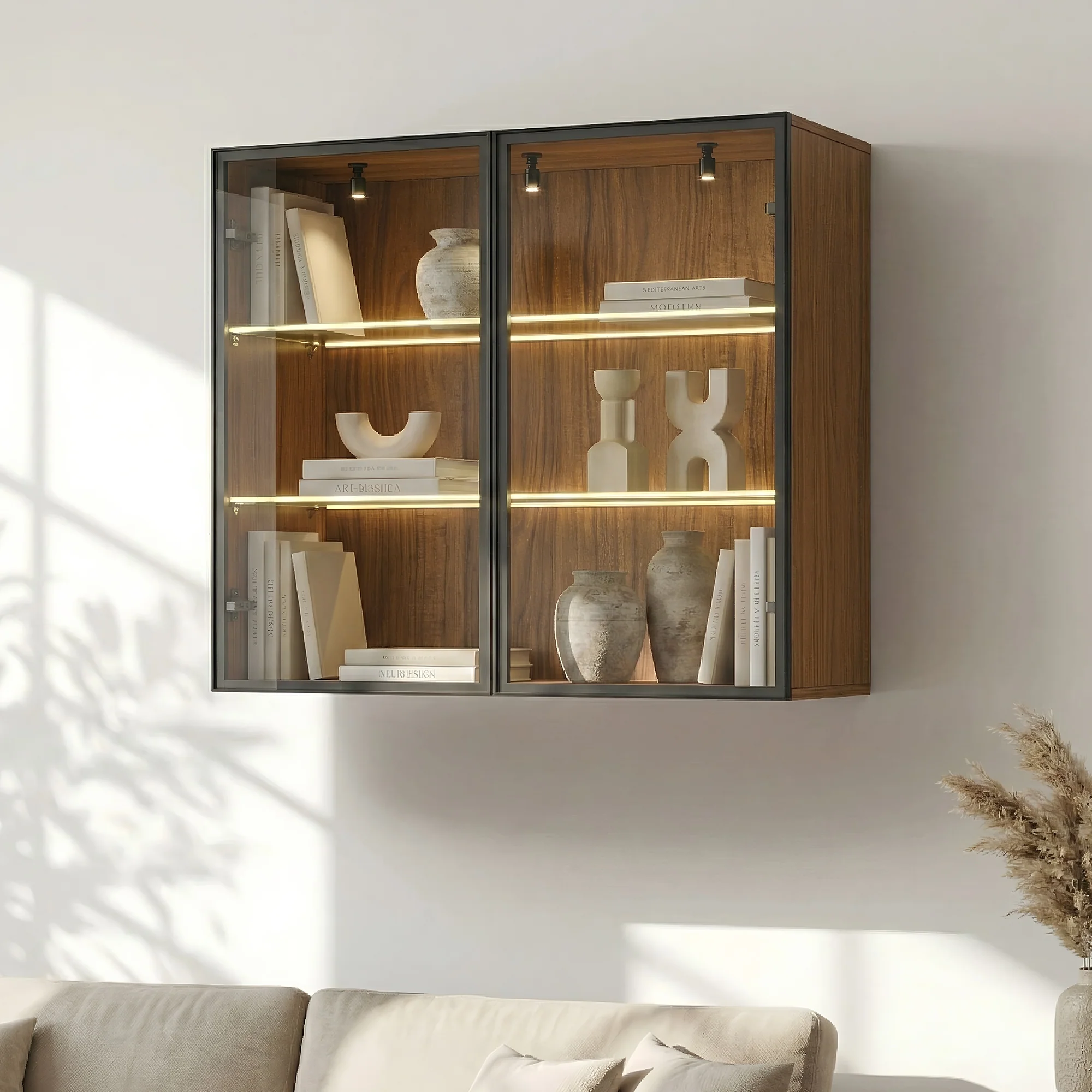 32" Wall Mounted Curio Cabinet with Glass Doors - Image 5