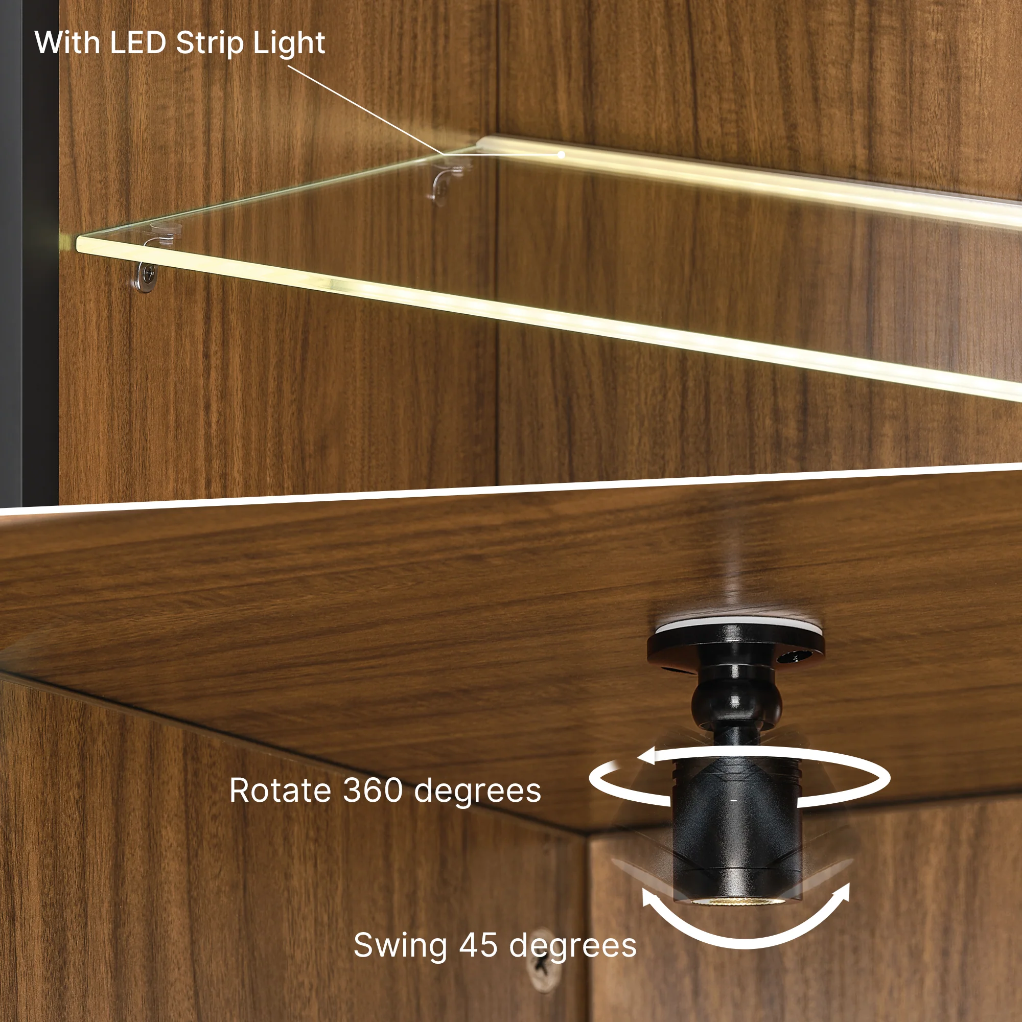 32" Wall Mounted Curio Cabinet with Glass Doors - Image 7