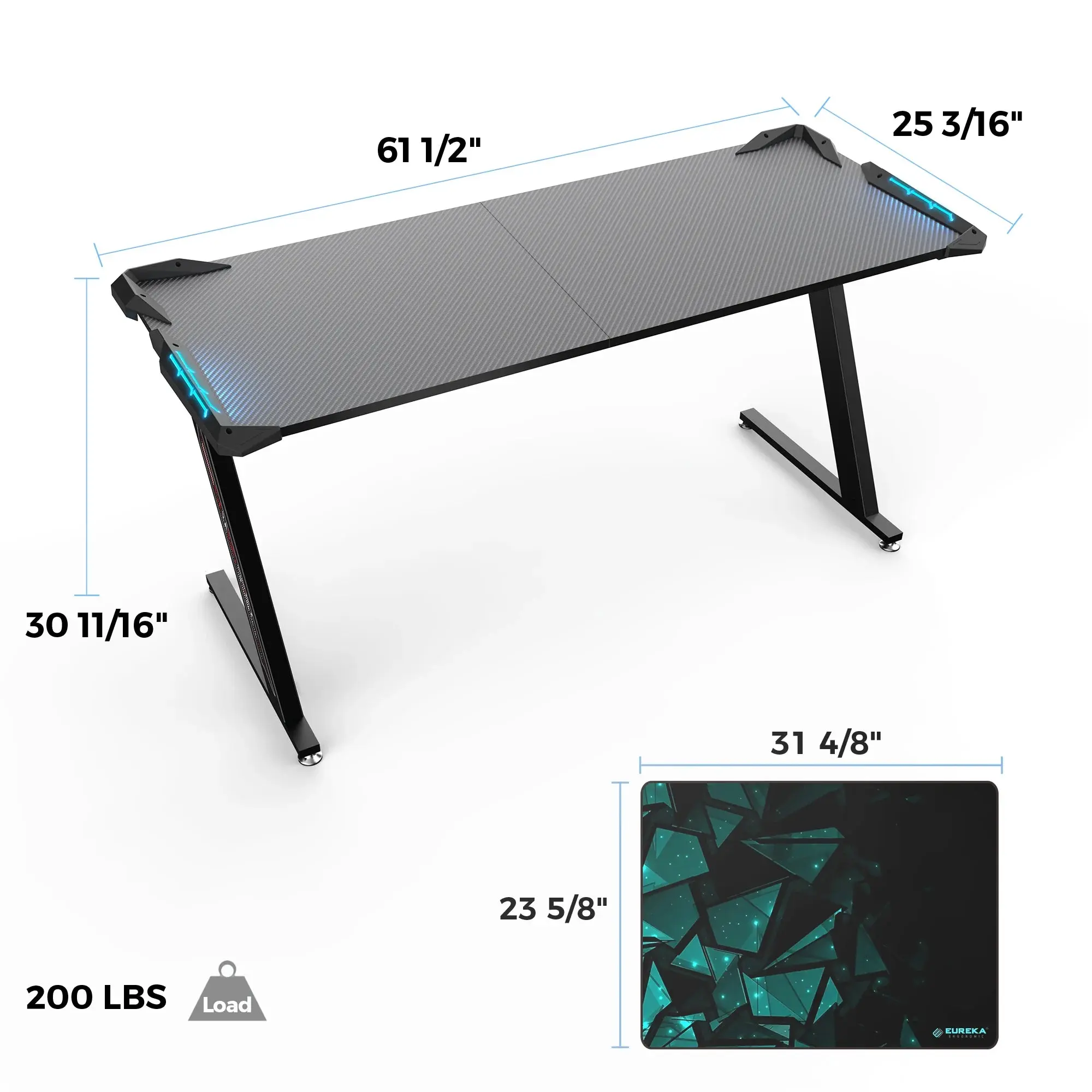 Gaming Desk with Z Shaped Legs (61"x25") - Image 8
